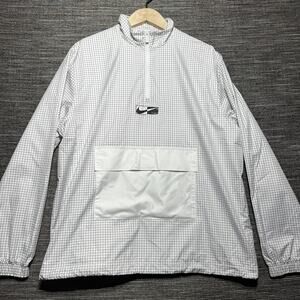 Nike Windbreaker Jacket Women's Large White Grid Pocket Sportwear DM6531-100